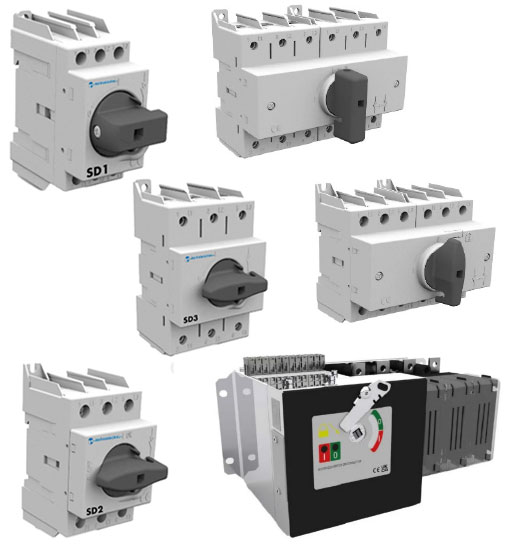 Technoelectric DIN-rail lastscheiders en lastomschakelaars type SD Technoelectric DIN-rail lastscheiders en lastomschakelaars type SD